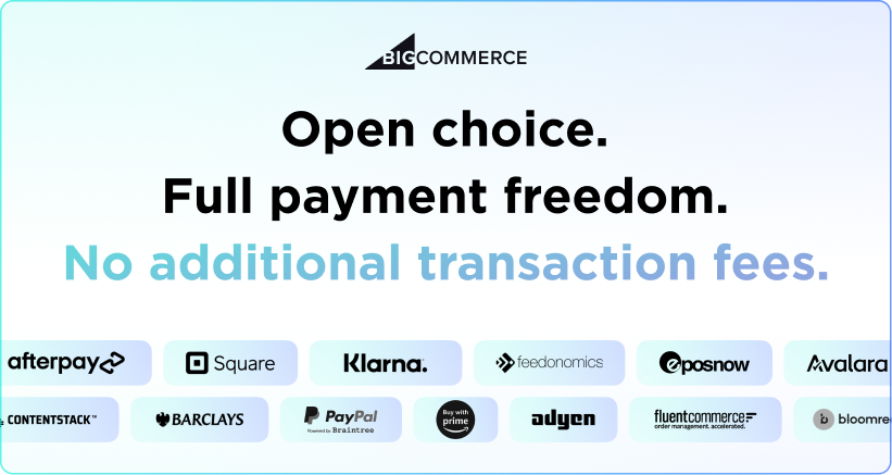Collage features no fees pos payments square klarna adyen paypal bigcommerce