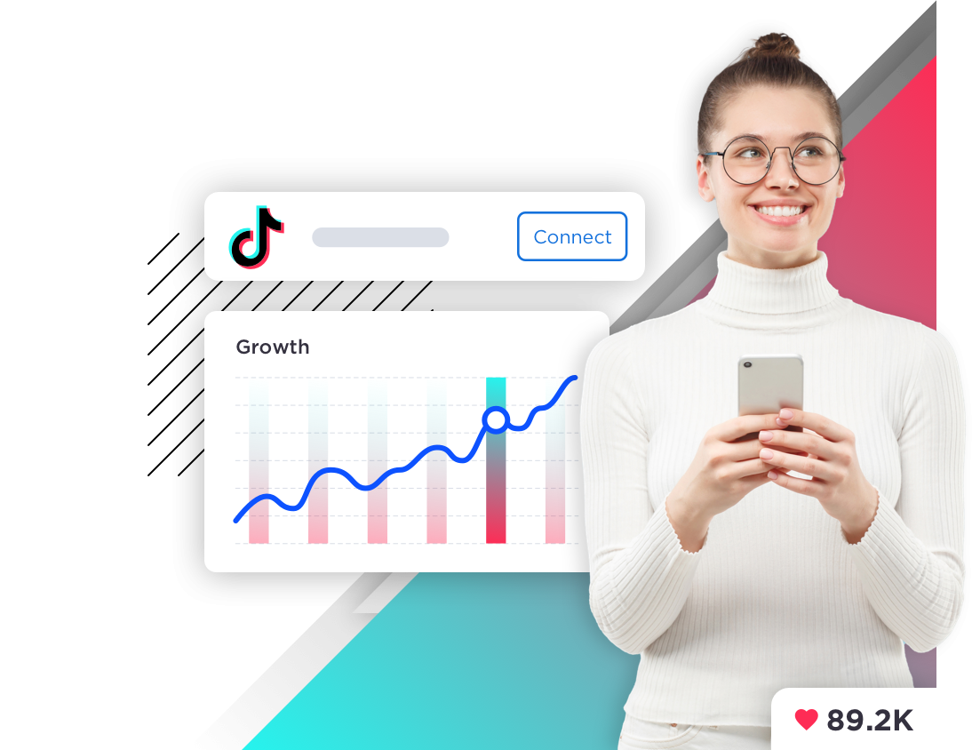 Collage person device phone analytics growth likes tiktok